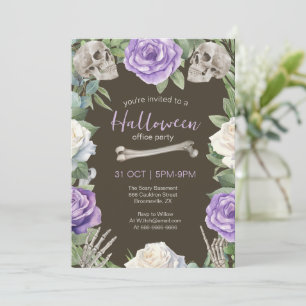 Halloween Kantoor Party Rozen en schedels Kaart