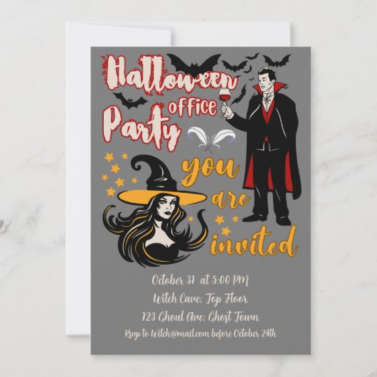 Halloween Kantoorfeest Dracula Heks Kaart (Voorkant)