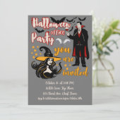 Halloween Kantoorfeest Dracula Heks Kaart (Staand voorkant)