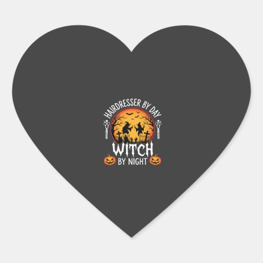 Halloween Kapper overdag Heks 's nachts Hart Sticker (Voorkant)