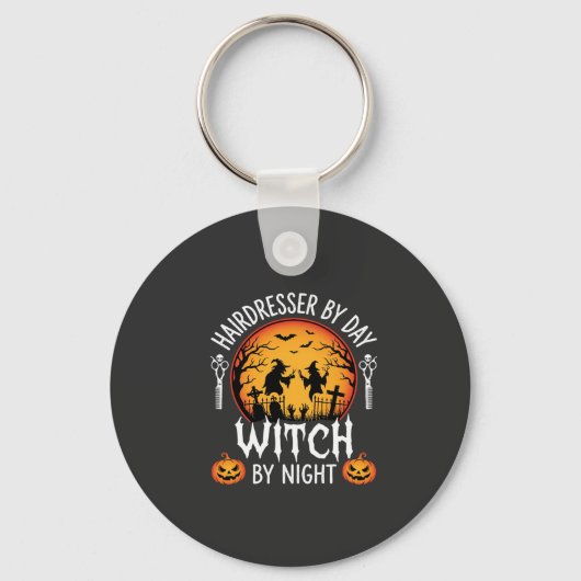 Halloween Kapper overdag Heks 's nachts Sleutelhanger (Voorkant)