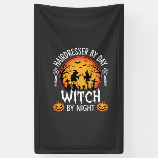 Halloween Kapper Overdag Heks 's Nachts Spandoek (Verticaal)