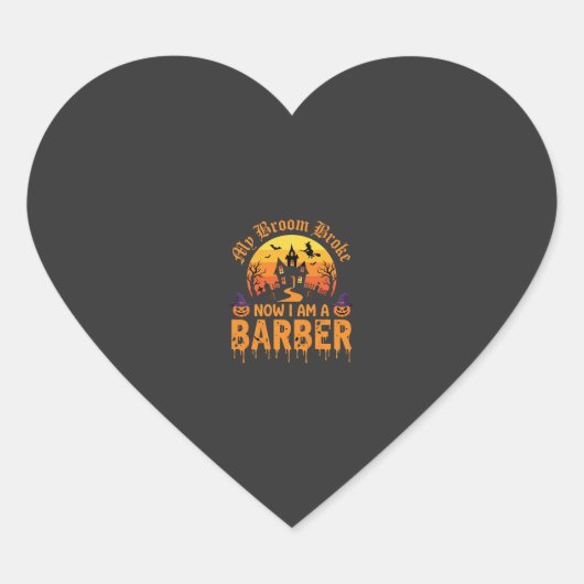 Halloween Kappersheks Bezem Gebroken Spookhuis D Hart Sticker (Voorkant)