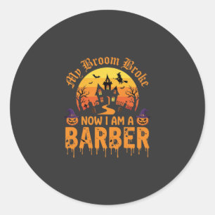 Halloween Kappersheks Bezem Gebroken Spookhuis D Ronde Sticker