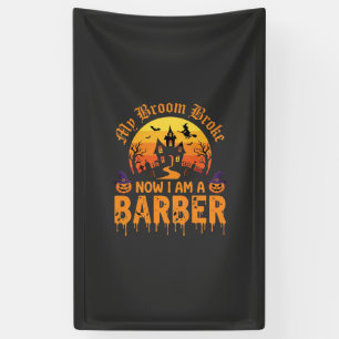 Halloween Kapsalon Heks Bezem Gebroken Spookhuis D Spandoek