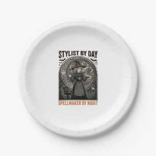 Halloween Kapsalon Heks Vintage Salon Magie De Papieren Bordje