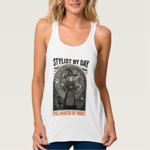 Halloween Kapsalon Heks Vintage Salon Magie De Tanktop