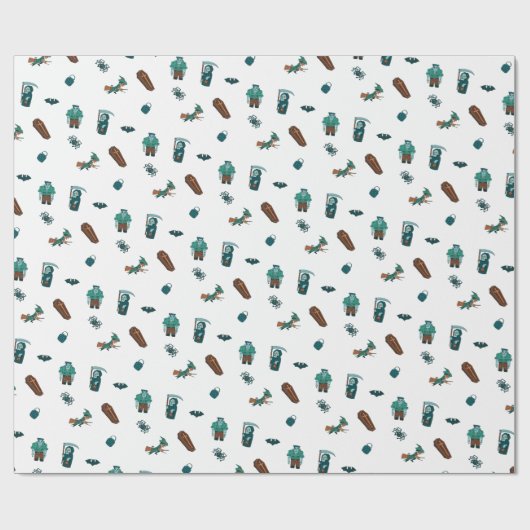 Halloween Karakter Patroon Gift Wrap 🦇🕸️ Cadeaupapier (Vlak)