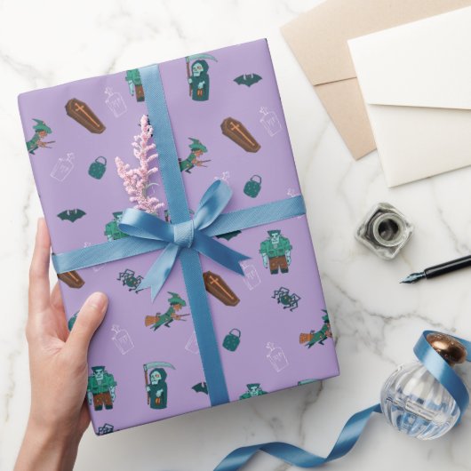 Halloween Karakter Patroon Gift Wrap 🦇🕸️ Cadeaupapier (Geschenken)