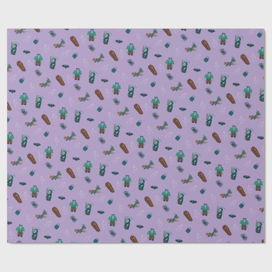 Halloween Karakter Patroon Gift Wrap 🦇🕸️ Cadeaupapier (Vlak)
