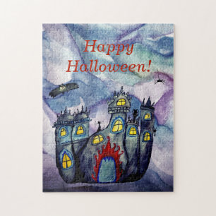 Halloween Kasteel puzzel met geschenkdoos