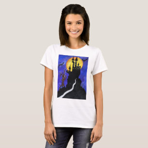 Halloween Kasteel Vleermuizen Vrouwen Basic T-shir T-shirt