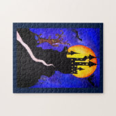 Halloween Kasteelboom Fotopuzzel met geschenkdoos Legpuzzel (Horizontaal)