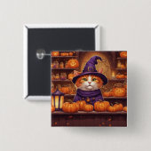 halloween kat #10 knop vierkante button 5,1 cm (Voorkant /achterkant)