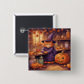 halloween kat #1 knop vierkante button 5,1 cm (Voorkant /achterkant)