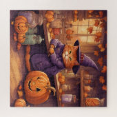 halloween kat #1 puzzel (Horizontaal)