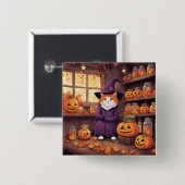 halloween kat #2 knop vierkante button 5,1 cm (Voorkant /achterkant)