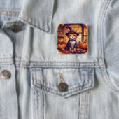 halloween kat #8 knop vierkante button 5,1 cm (In situ)
