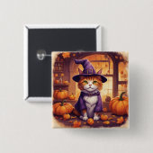 halloween kat #8 knop vierkante button 5,1 cm (Voorkant /achterkant)