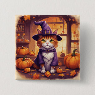 halloween kat #8 knop vierkante button 5,1 cm