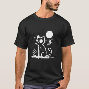 Halloween Kat Abstract Minimalistische Vrouwen Man T-shirt
