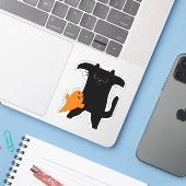 Halloween kat bang sticker (Laptop met iPhone)