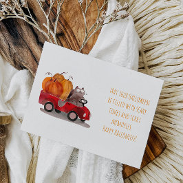 Halloween Kat bezorgt oranje pompoen ansichtkaart Briefkaart