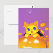 Halloween Kat Briefkaart (Voorkant / Achterkant)