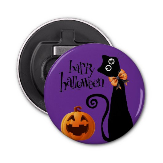 halloween kat button flesopener (Voorkant)