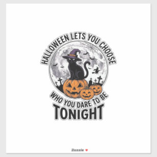 Halloween Kat Citaat Griezelige Pompoen Heks Gravu Sticker
