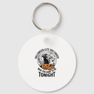 Halloween Kat Citaat Spookachtige Pompoen Heks Gra Sleutelhanger