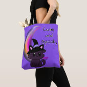 Halloween Kat & Crescent Moon Schattige Custom Tote Bag (Dichtbij)