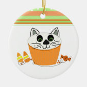 Halloween Kat Cupcake Keramisch Ornament (Voorkant)