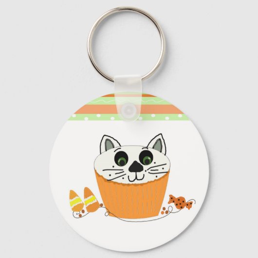 Halloween Kat Cupcake Sleutelhanger (Voorkant)