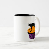 Halloween kat cupcake tweekleurige koffiemok (Voorkant rechts)
