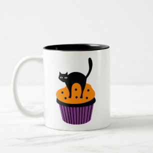 Halloween kat cupcake tweekleurige koffiemok