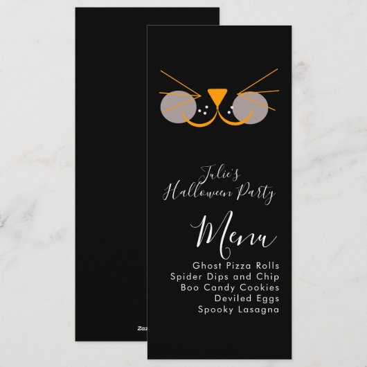 Halloween Kat Cute Kostuum Feest Menu (Voorkant / Achterkant)