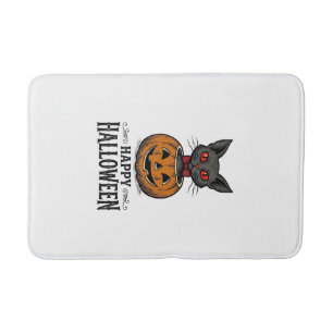 Halloween Kat Cute Pompoen Vintage Griezelen_1 Badmat