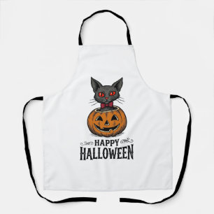 Halloween Kat Cute Pompoen Vintage Griezelen_1 Schort