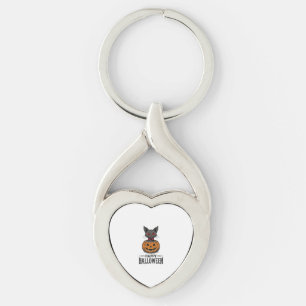 Halloween Kat Cute Pompoen Vintage Griezelen_1 Sleutelhanger