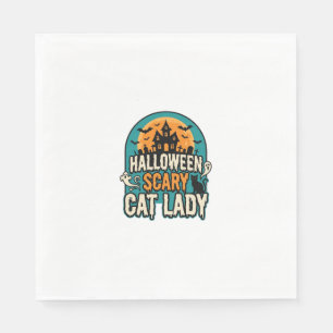 Halloween Kat Dame Griezelig Vintage Geheime Huis_ Servet