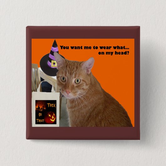 Halloween Kat - Draag wat Vierkante Button 5,1 Cm (Voorkant)