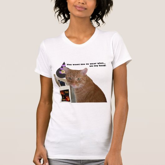 Halloween Kat Draag wat vrouwen T-shirt (Voorkant)