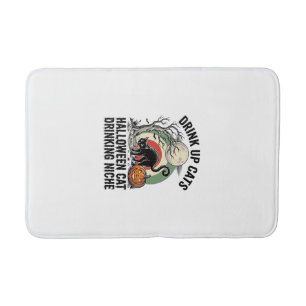 Halloween Kat Drinkende Vintage Maan Feest Shirt_1 Badmat