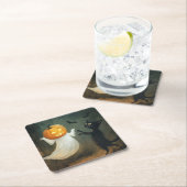 Halloween kat en geest kartonnen onderzetters (Insitu)