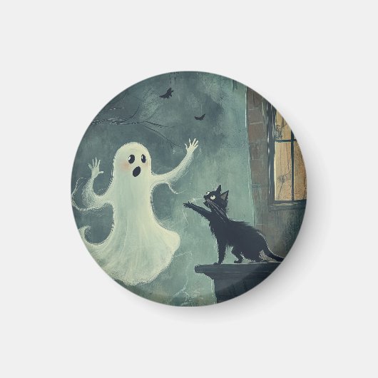 Halloween kat en geest magneet (Voorkant)