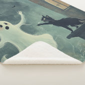 Halloween kat en geest sherpa deken (3/4)