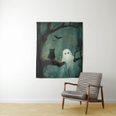 Halloween kat en geest wandkleed (In situ)