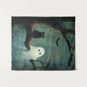 Halloween kat en geest wandkleed (Voorkant (horizontaal))