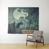 Halloween kat en geest wandkleed (In Situ (horizontaal))